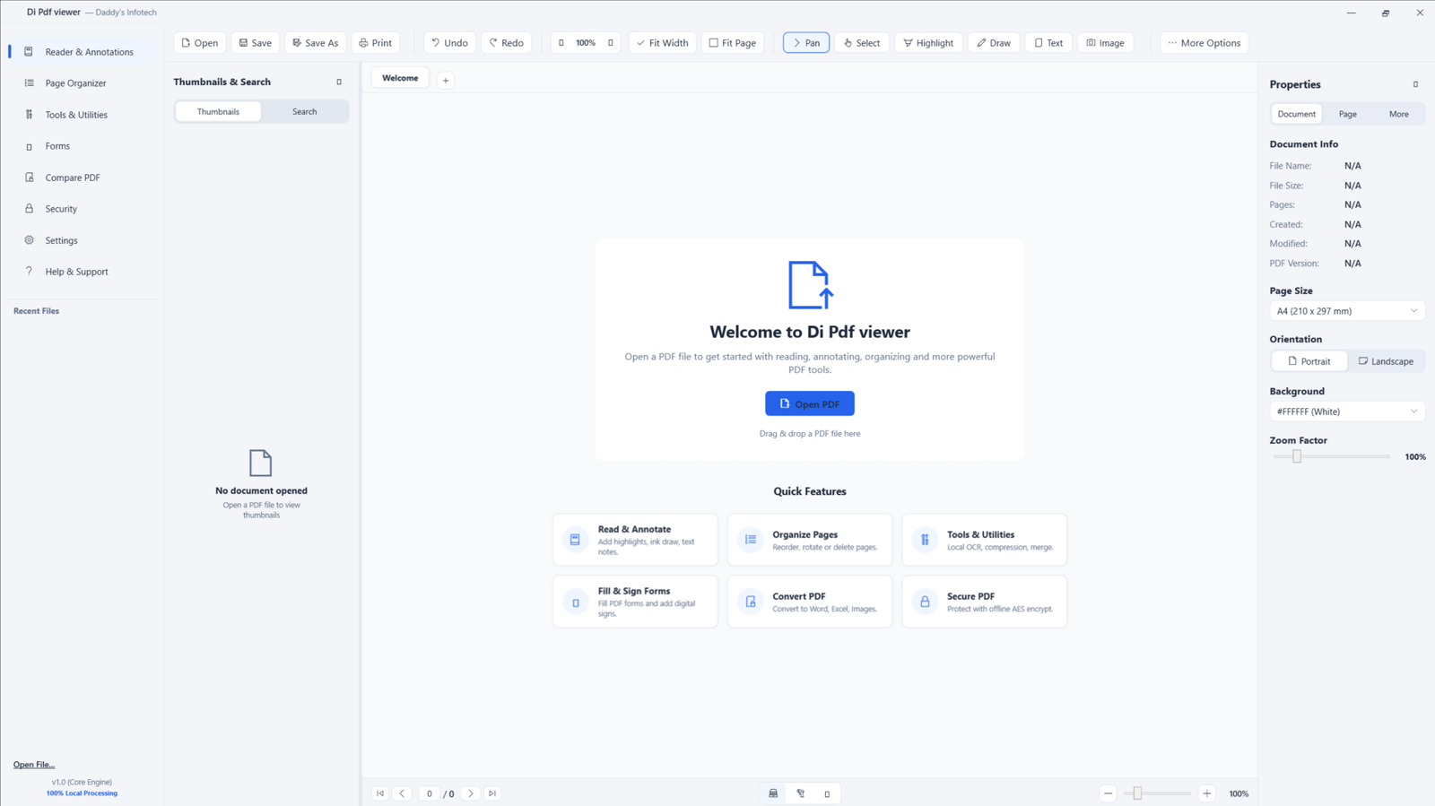 DI PDF Viewer Main Screen